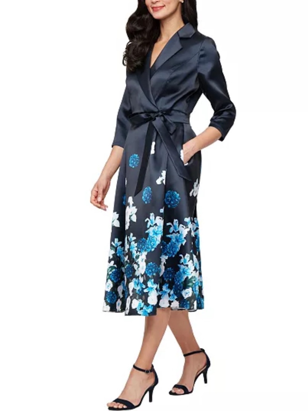Alex Evenings Placement Print Faux Wrap Mikado Cocktail Dress size 6 NWT